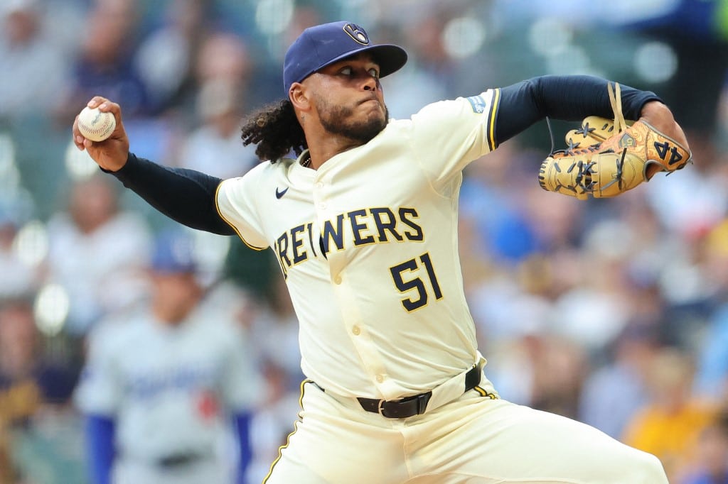 Freddy Peralta Milwaukee Brewers v Los Angeles Dodgers