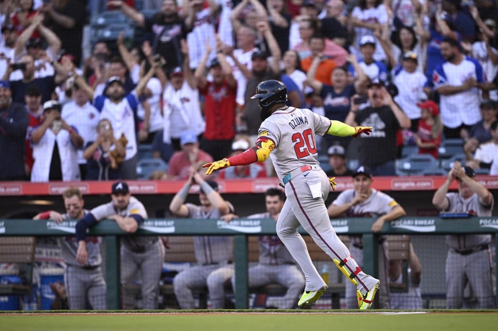 Marcell Ozuna Atlanta Braves v Los Angeles Angels