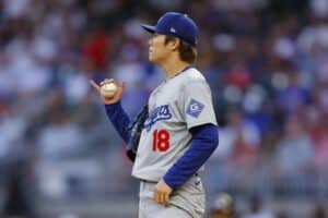 Yoshinobu Yamamoto Los Angeles Dodgers v Atlanta Braves