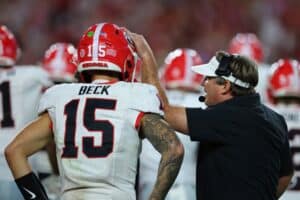 Kirby Smart and Carson Beck Georgia Bulldogs