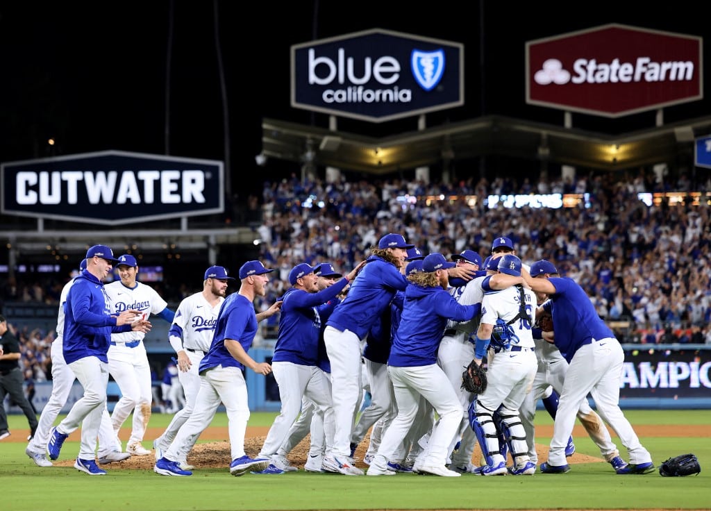 Los Angeles Dodgers Celebrate v The New York Mets