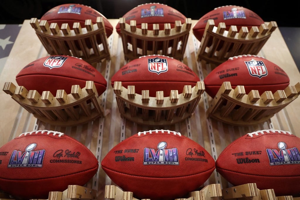 General View of Official Logo Footballs Super Bowl