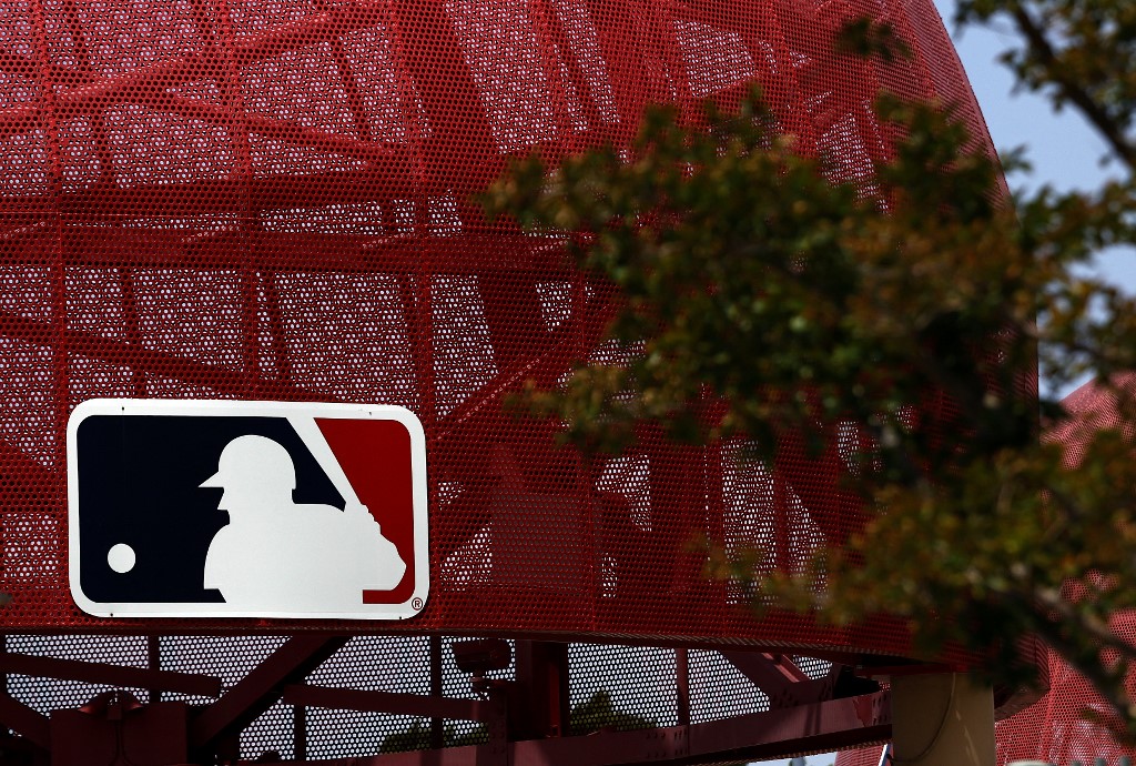 MLB Logo Before a Game at Angel Stadium