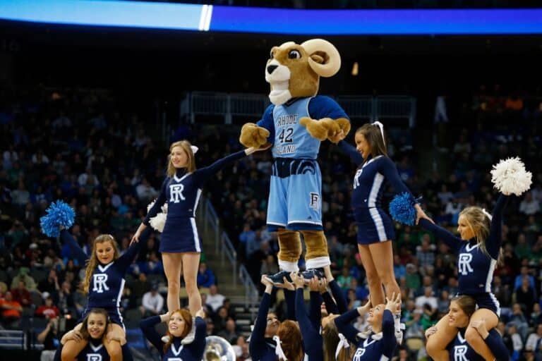 Rhode Island Rams Mascot and Cheerleaders